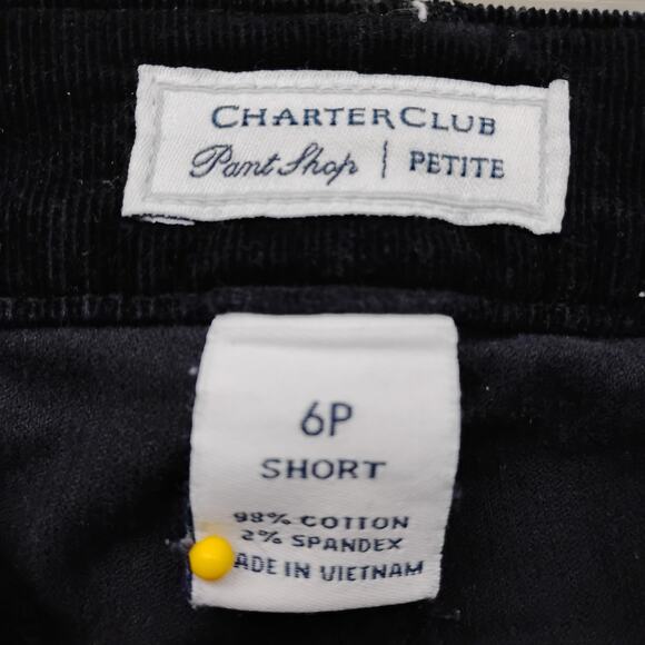 Charter Club Pant Shop Petite Corduroy Pants Size 6 Petite Short Black 5 Pockets - Picture 6 of 7
